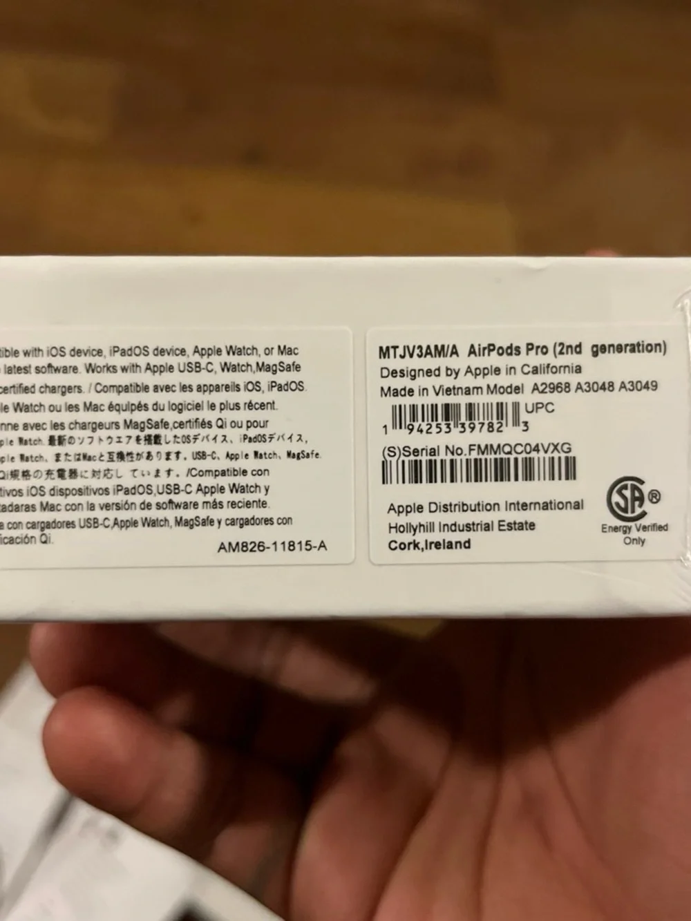 Apple AirPods Pro White Retail Box with Receipts